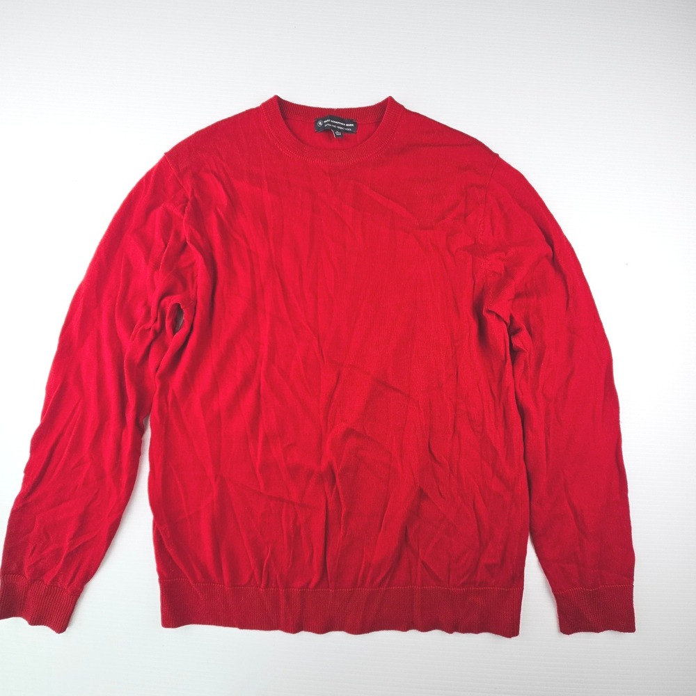 Hart Schaffner Marx Red Extra Fine Merino Wool Crew Neck Sweater Mens Medium